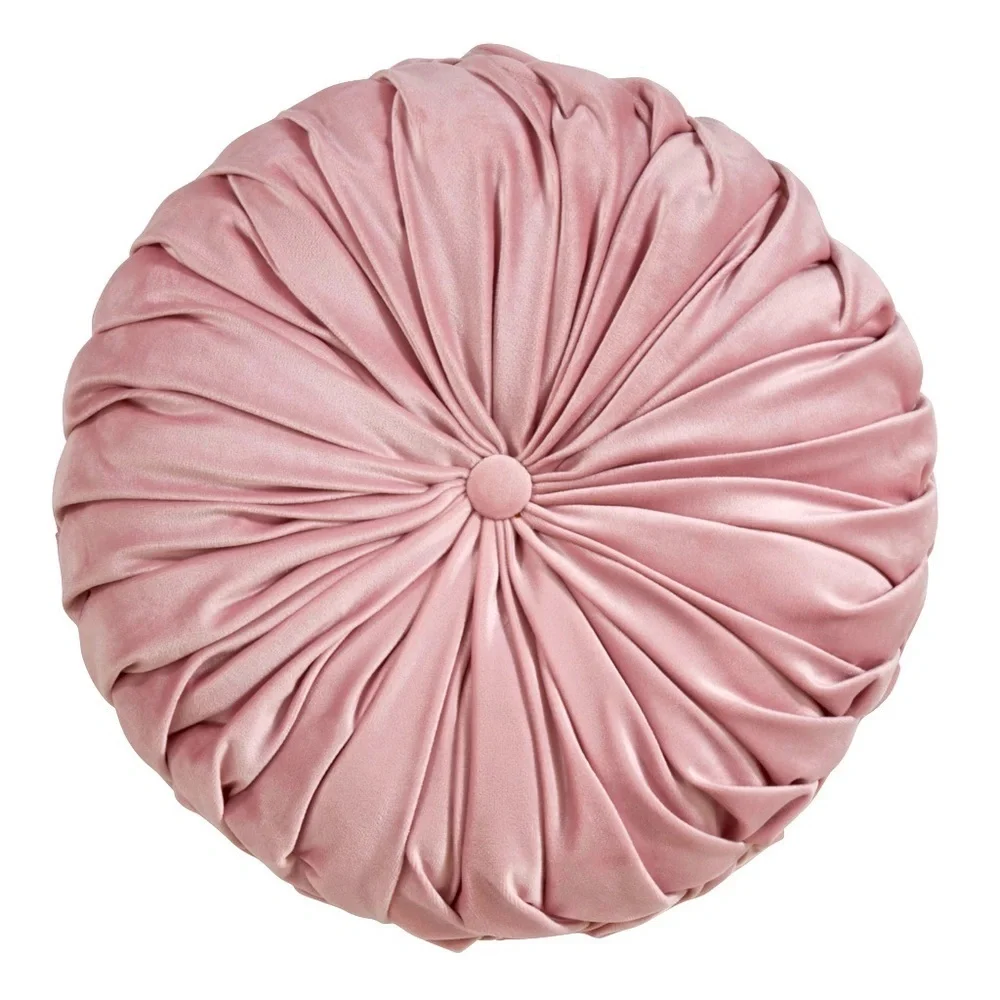 Anthropologie Velvet Pleated Round Pillow (mauve)